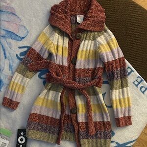 Gymboree Multicolor Striped Cardigan button up and tie